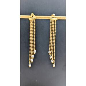 18K Gold RCI Roberto Coin Graduated Chain Dangle Two Tone Pierced Earrings 3.71g